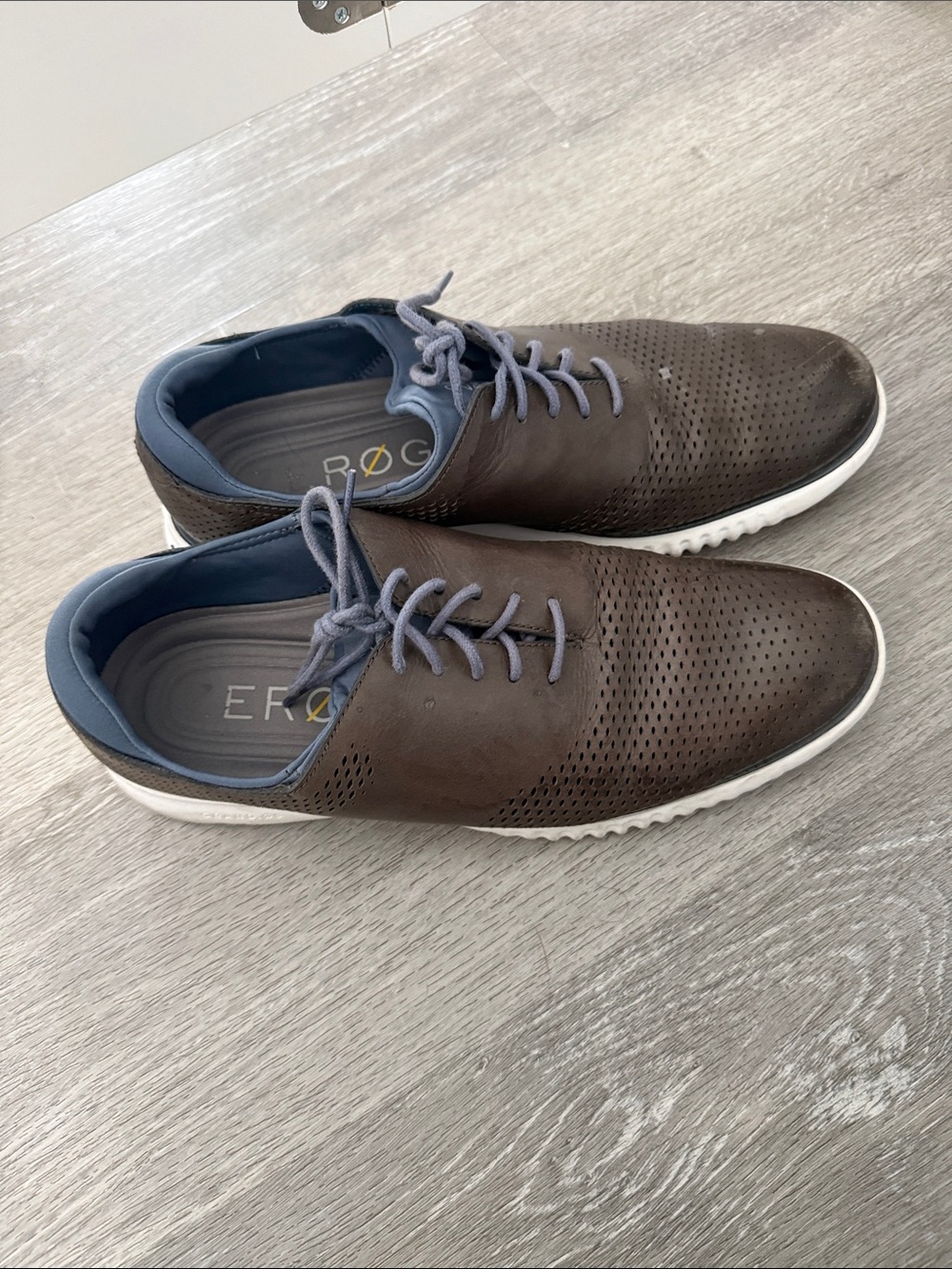 Cole Haan Brown Leather Sneakers with Navy Accents and White Sole